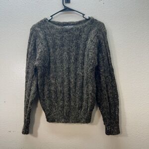 Vtg Rafique Sweater Women Sz S Chunky Cable Knit Fuzzy Mohair Wool Blend 80s 90s